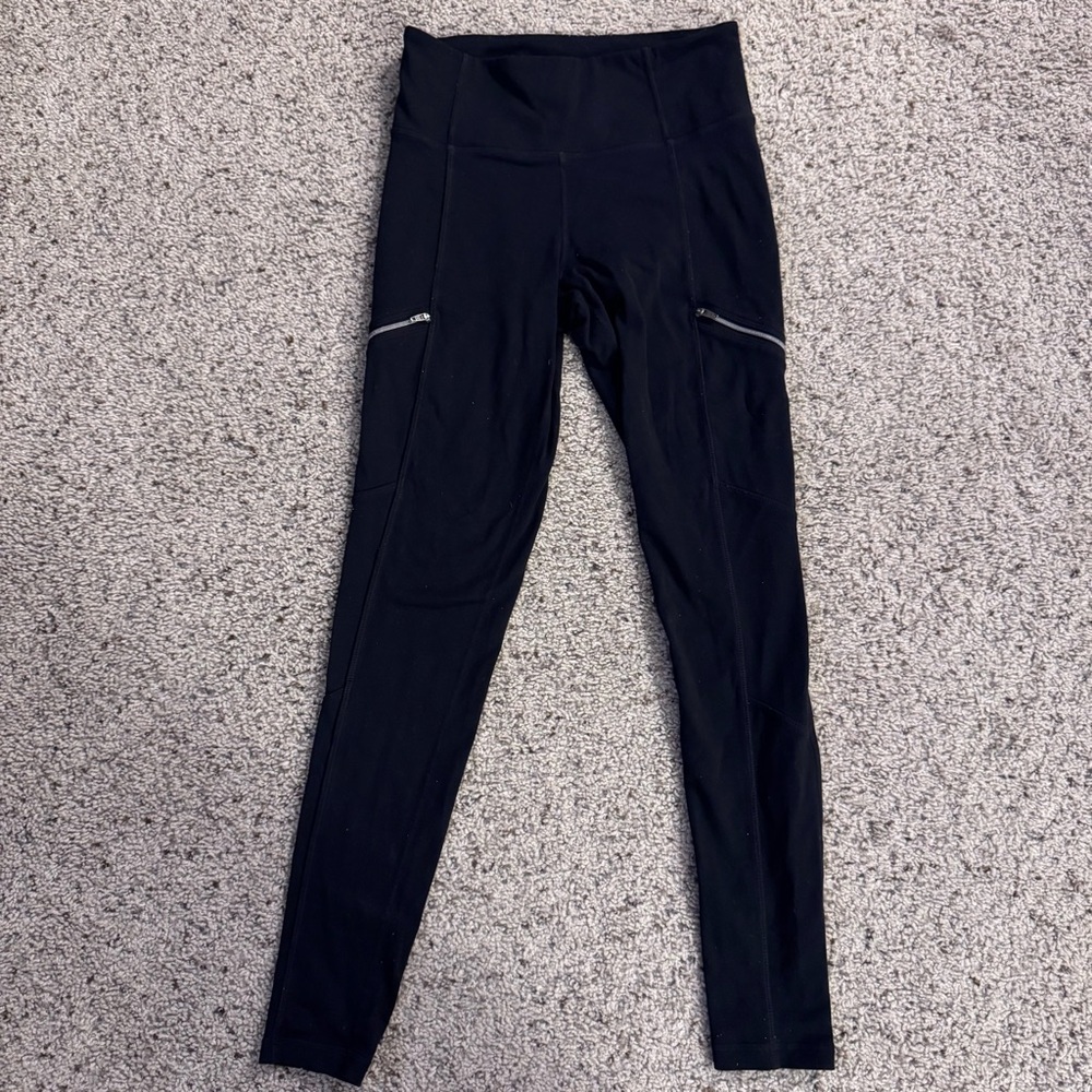 Athleta Zipper Pockets Black Leggings Size Small